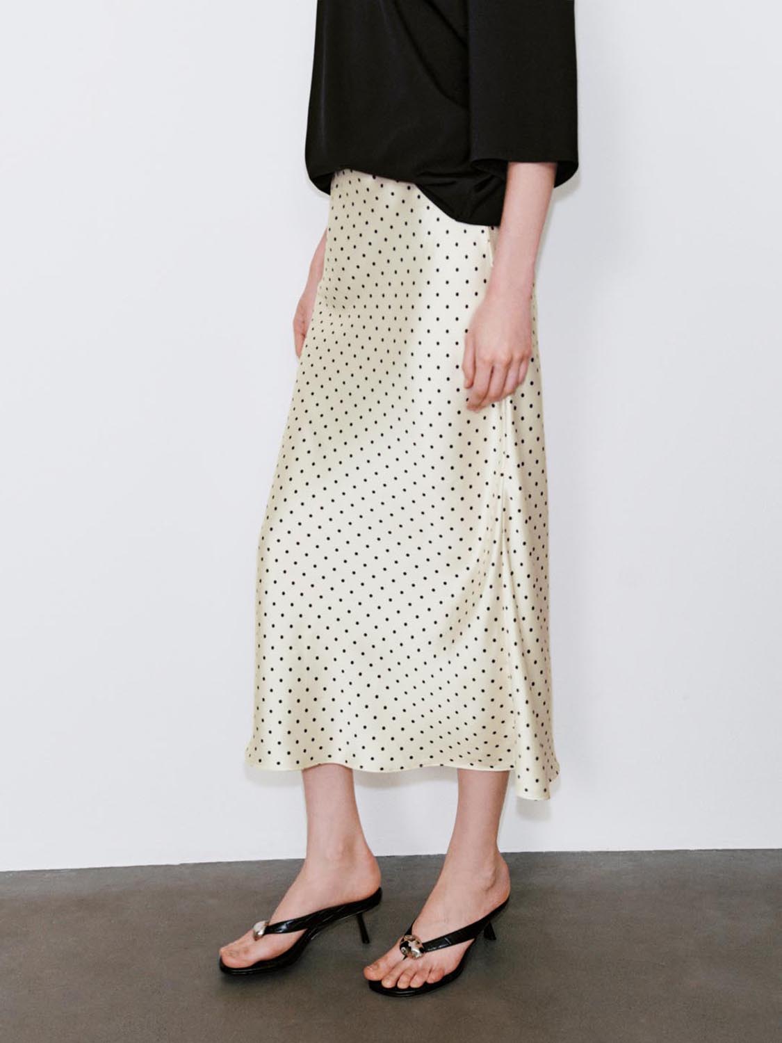 Polka Dotted Fishtail Midi Skirts