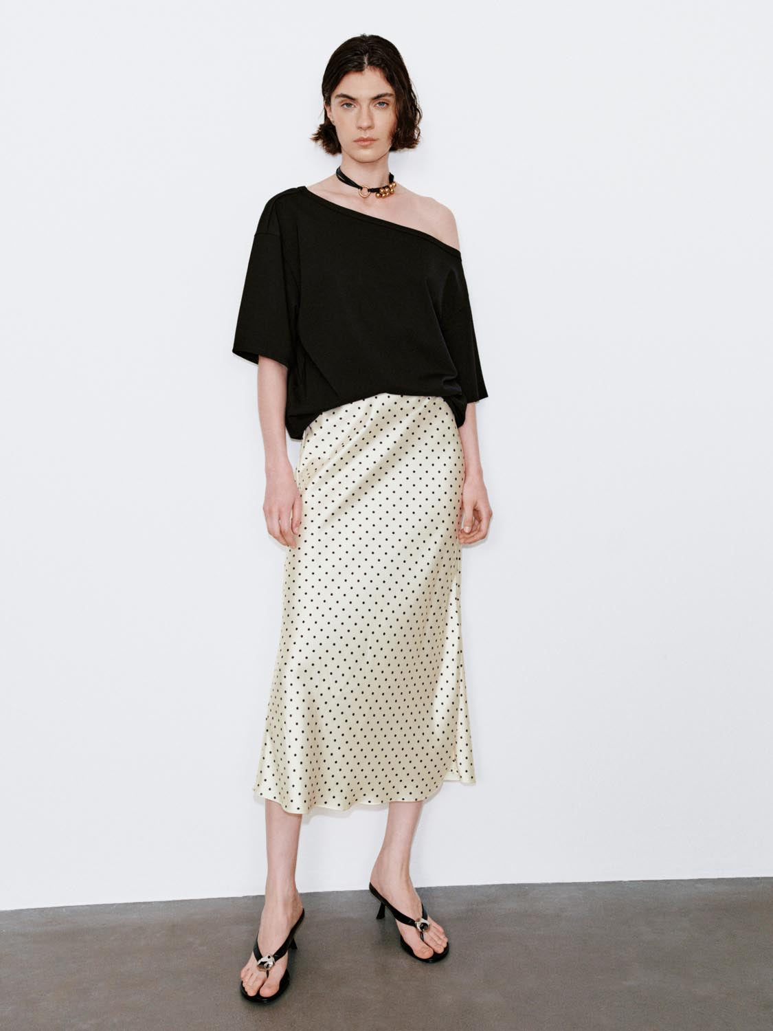 Polka Dotted Fishtail Midi Skirts