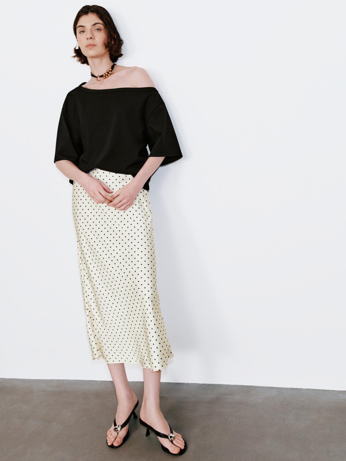 Polka Dotted Fishtail Midi Skirts