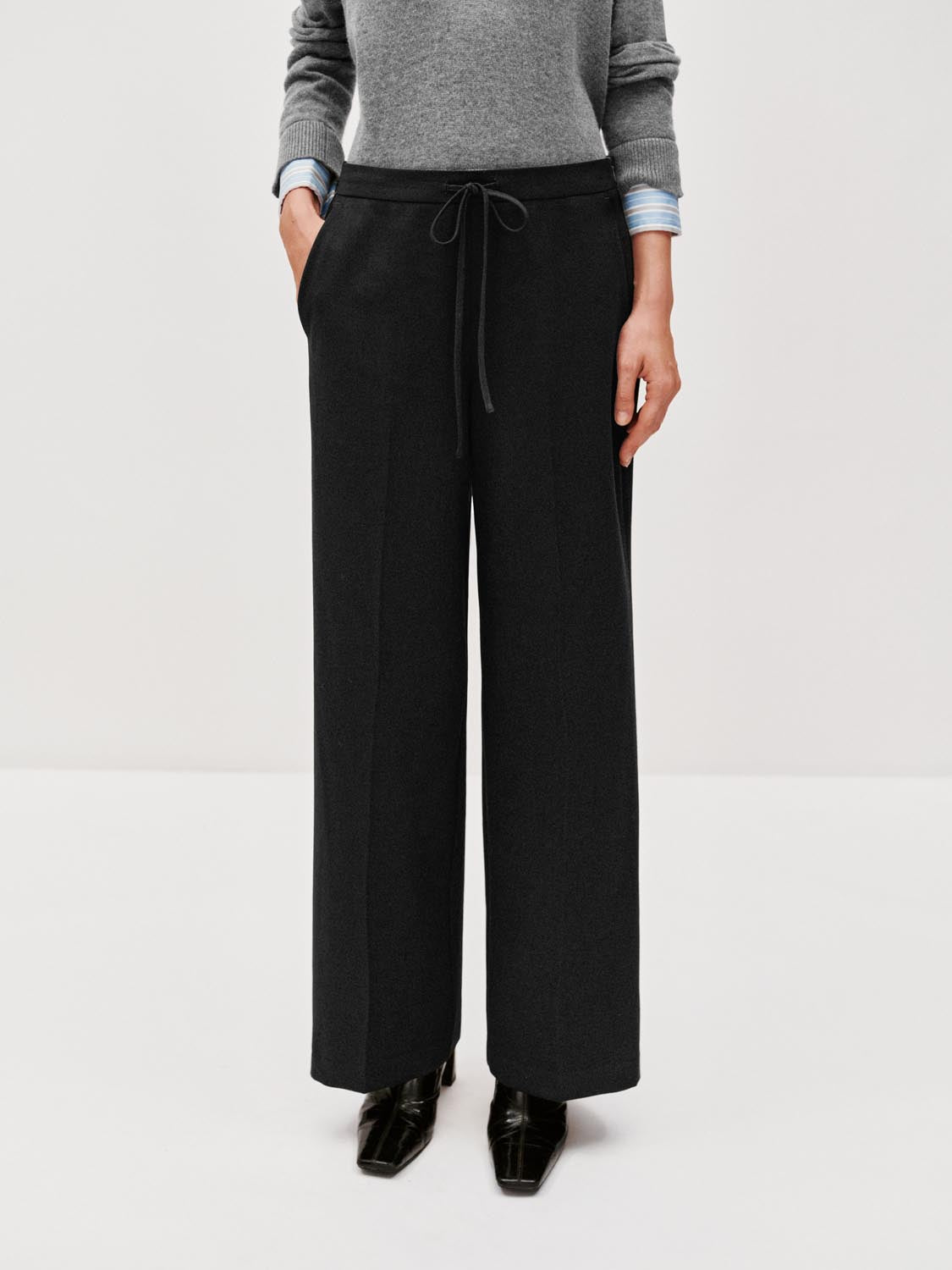 Tie Detail Wide Leg Pants