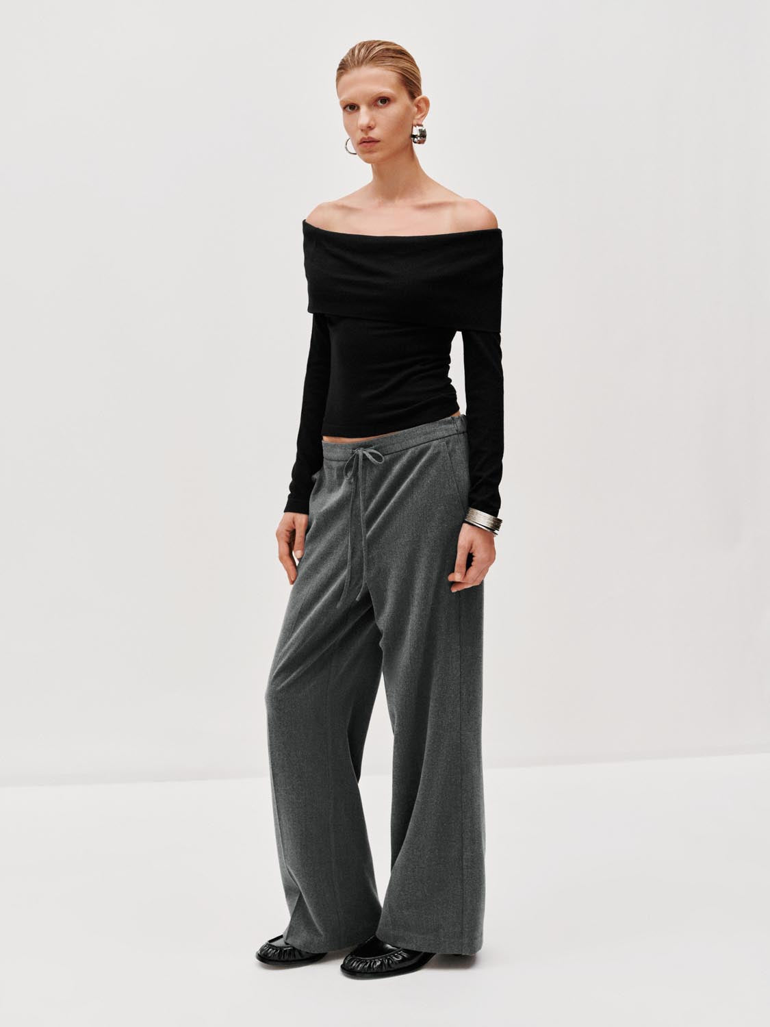Tie Detail Wide Leg Pants