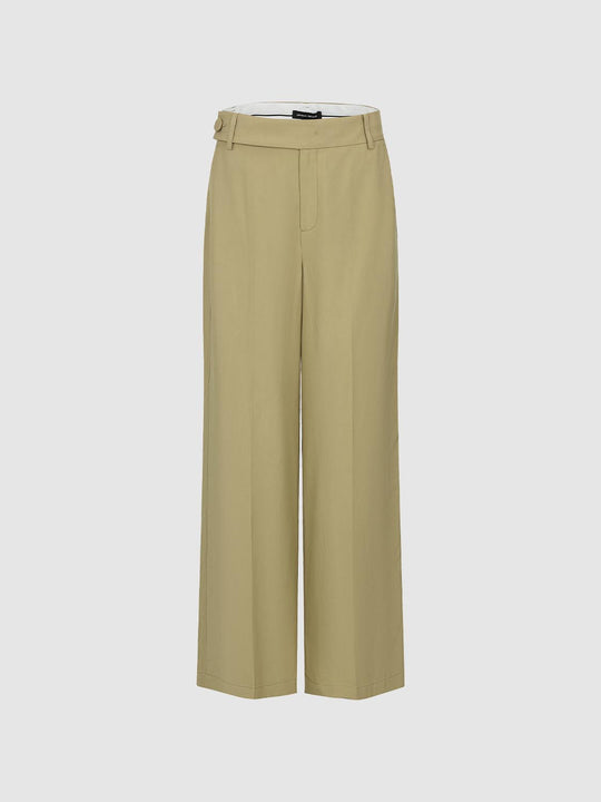 Pleated Straight Leg Pants