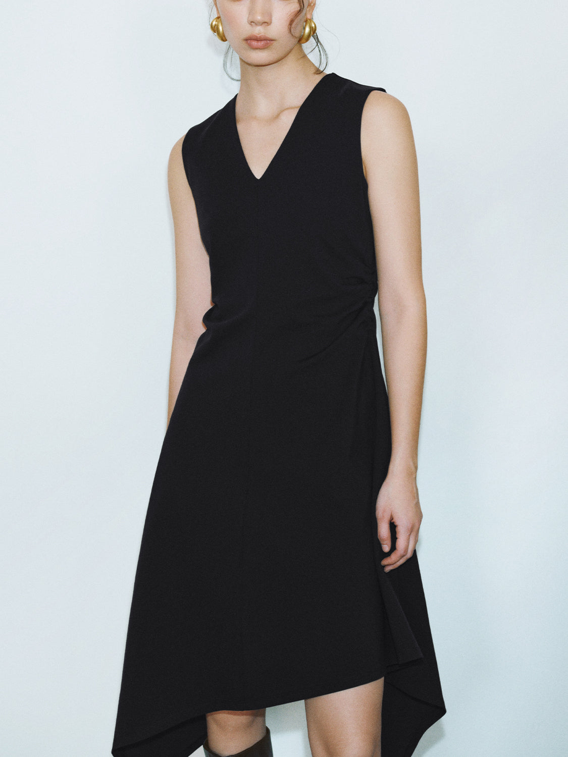 Ruched Sleeveless A-Line Dresses