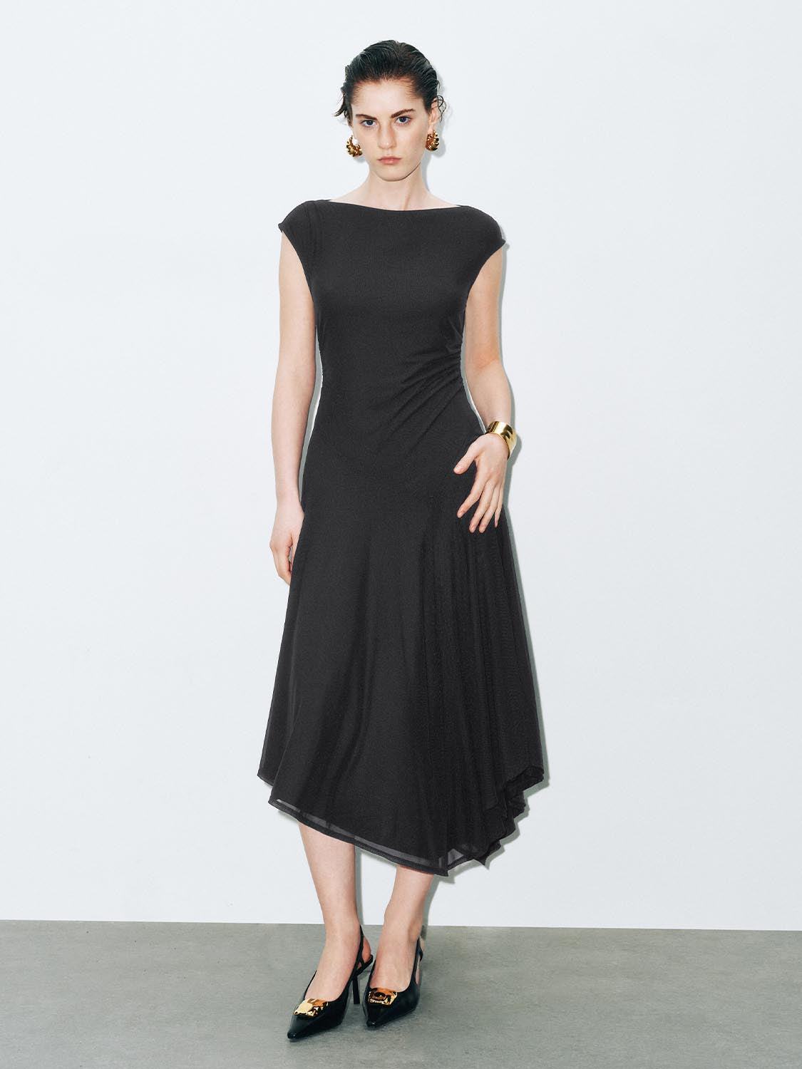 Sleeveless Irregular Hem Skater Maxi Dresses