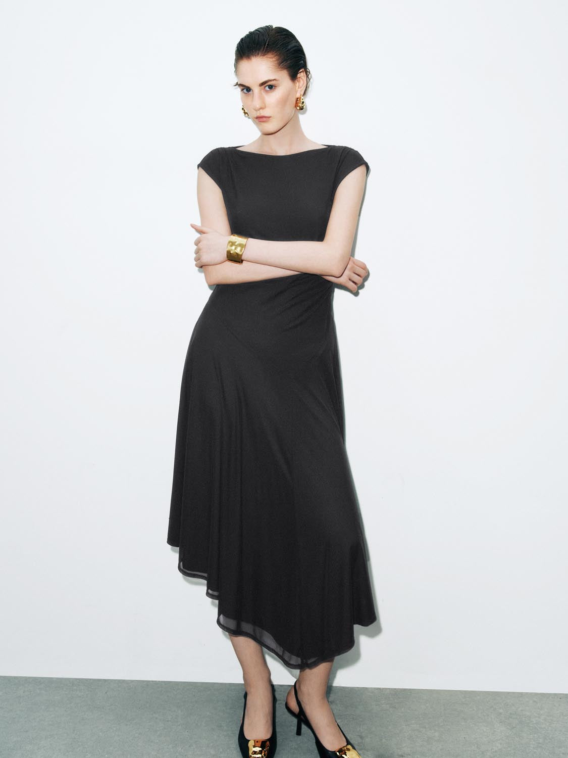 Sleeveless Irregular Hem Skater Maxi Dresses