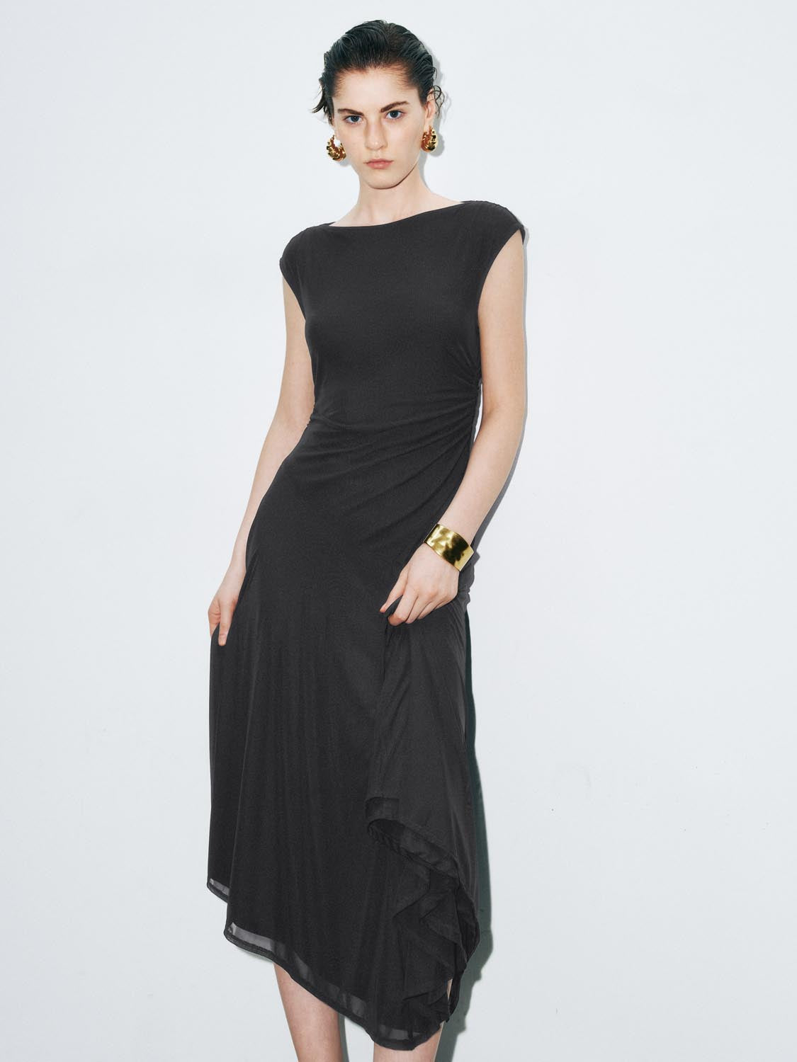 Sleeveless Irregular Hem Skater Maxi Dresses