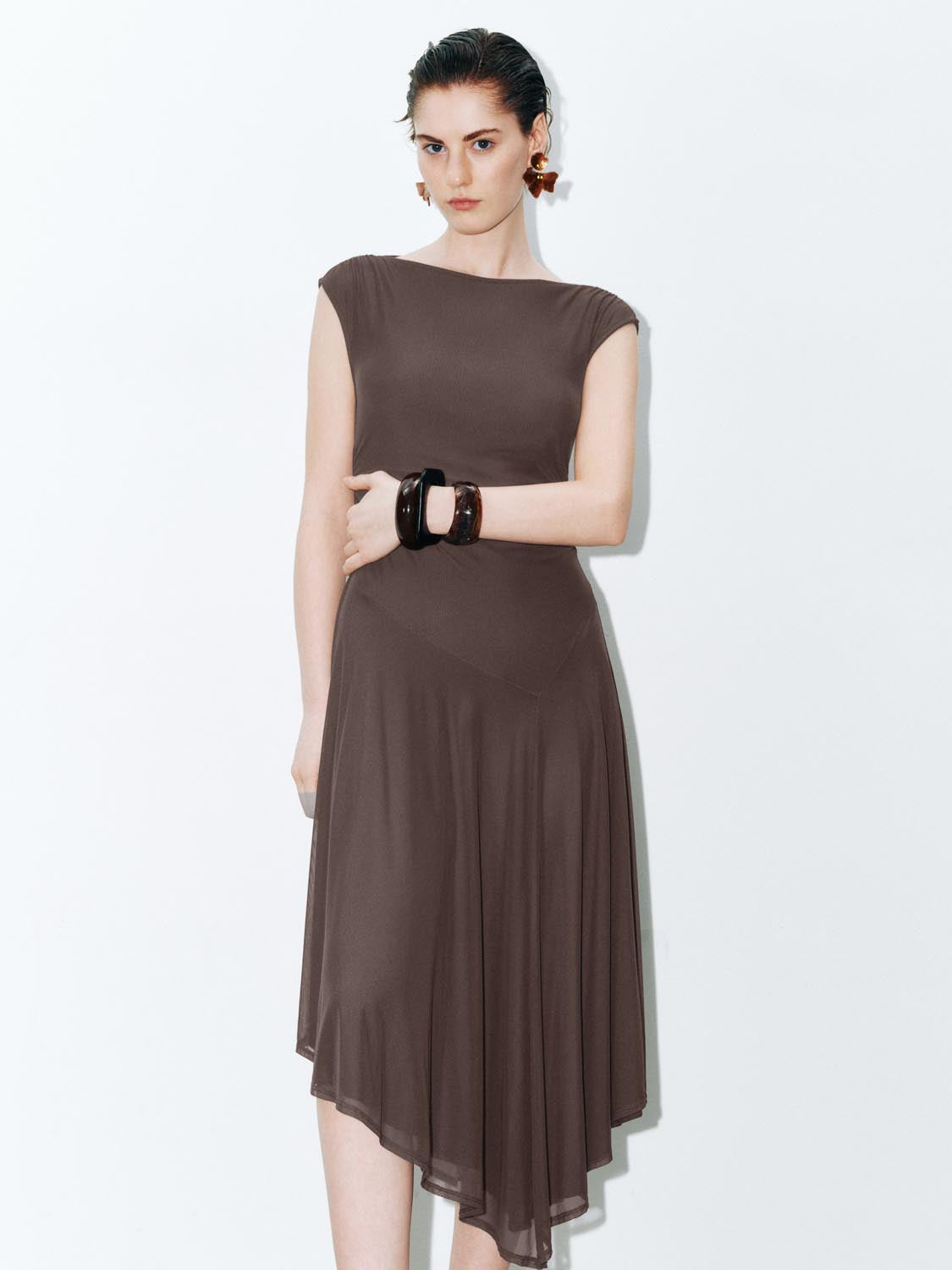 Sleeveless Irregular Hem Skater Maxi Dresses