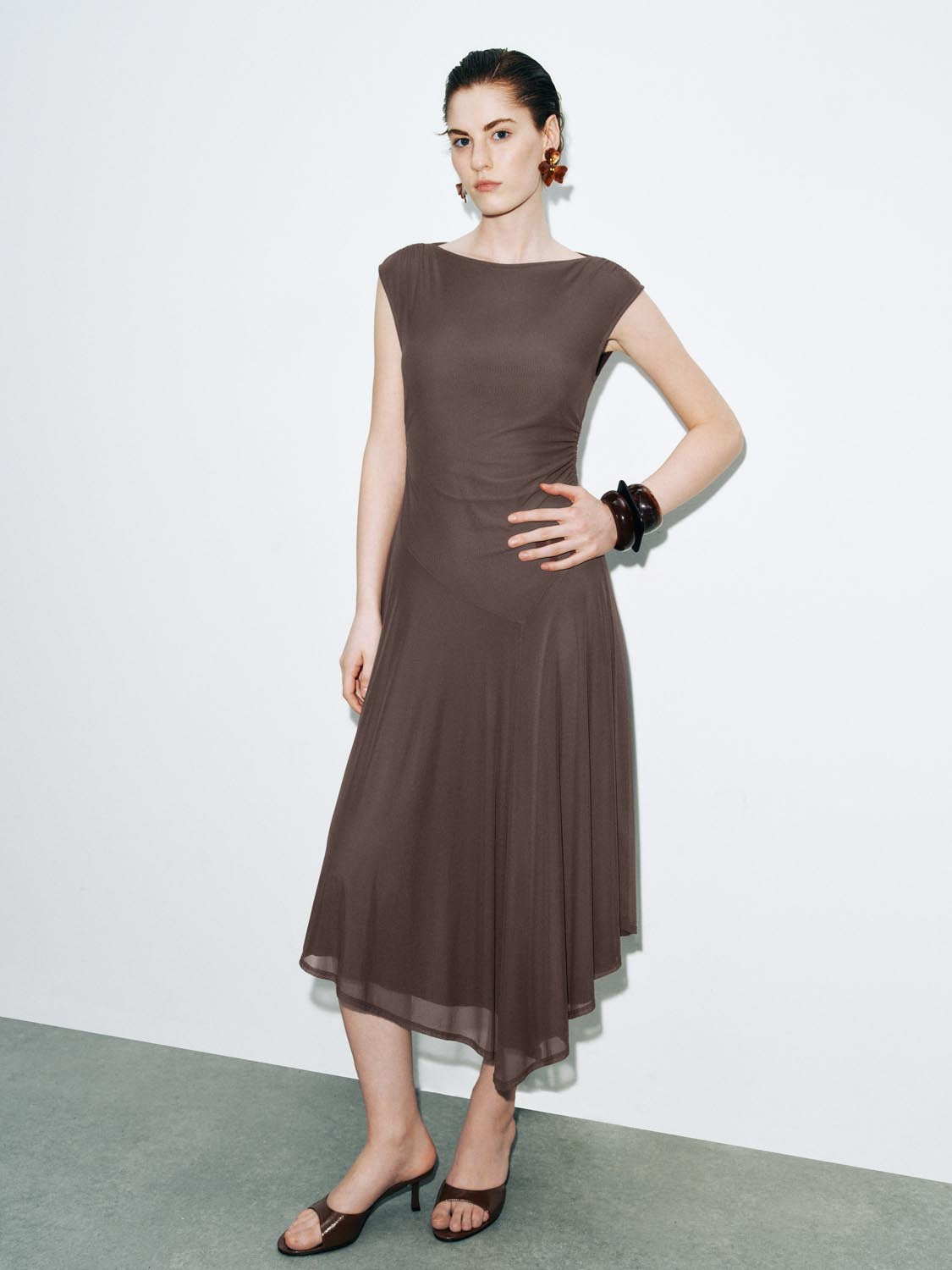 Sleeveless Irregular Hem Skater Maxi Dresses