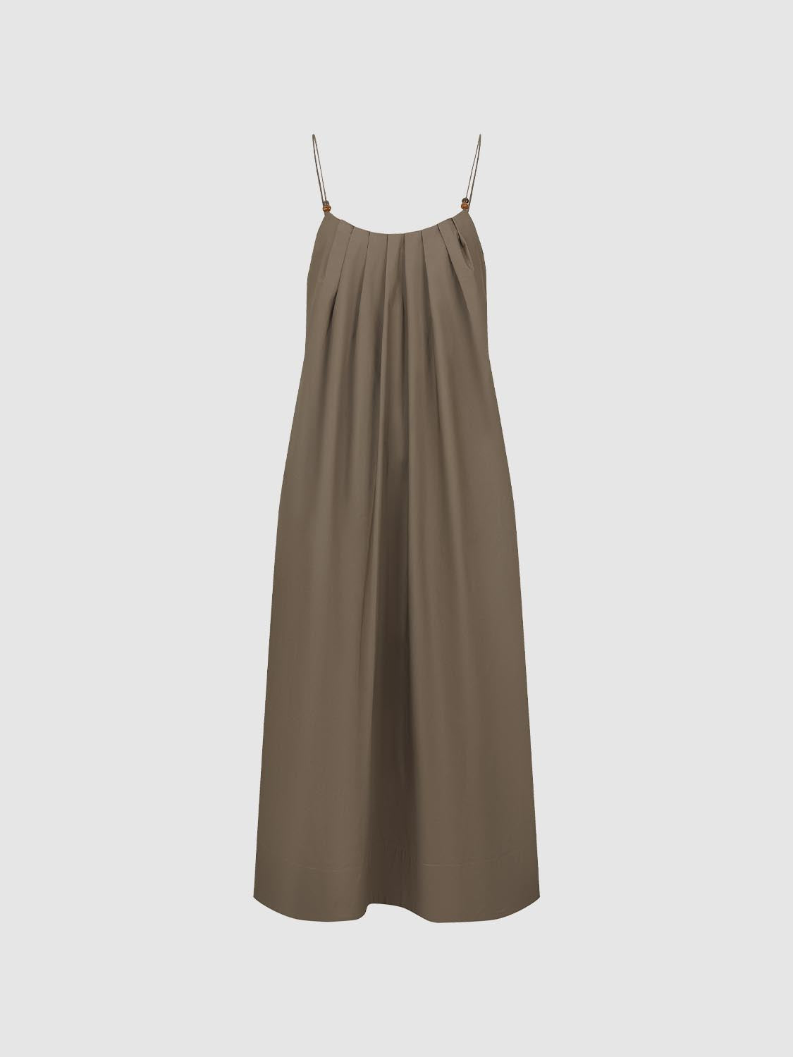 Pleated Sleeveless Straight Maxi Dresses