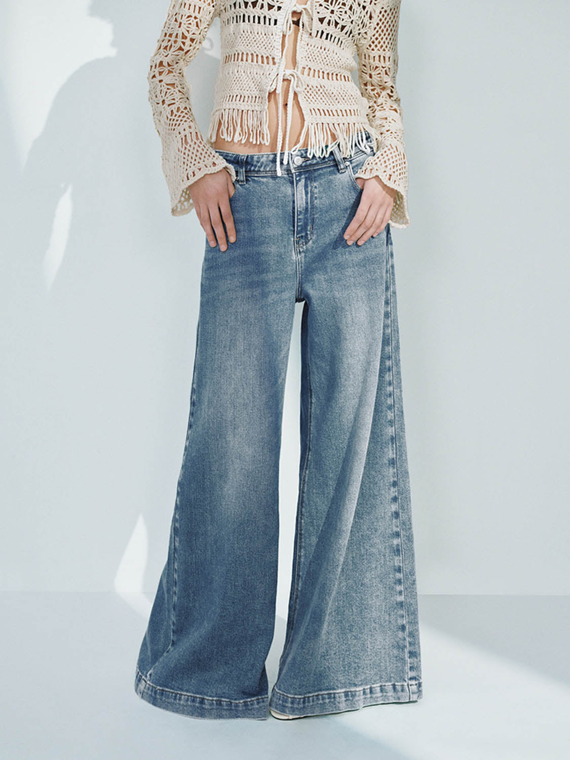 Denim Wide-Leg Pants