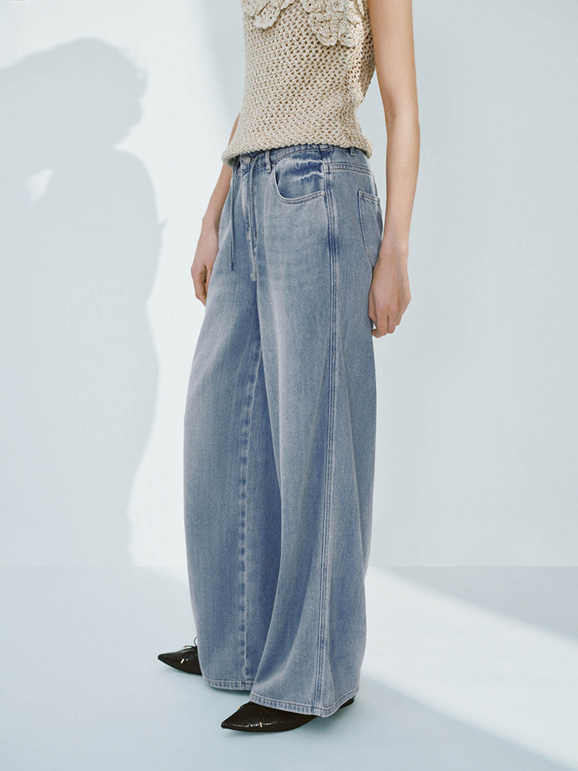 Denim Wide-Leg Pants