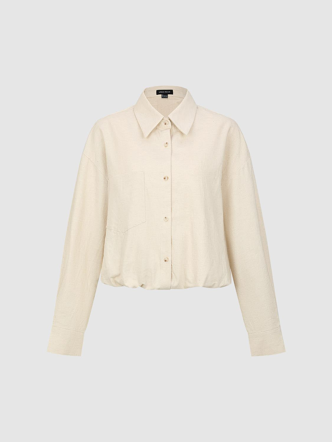 Solid Button-Up Loose Denim Shirts