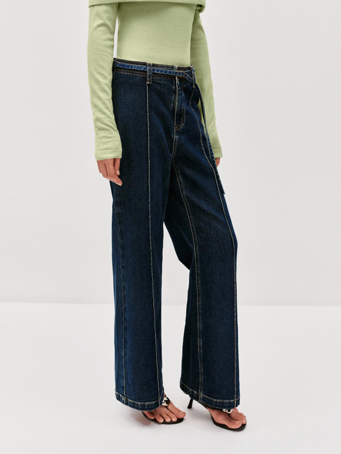 Seamed Wide Leg Jeans