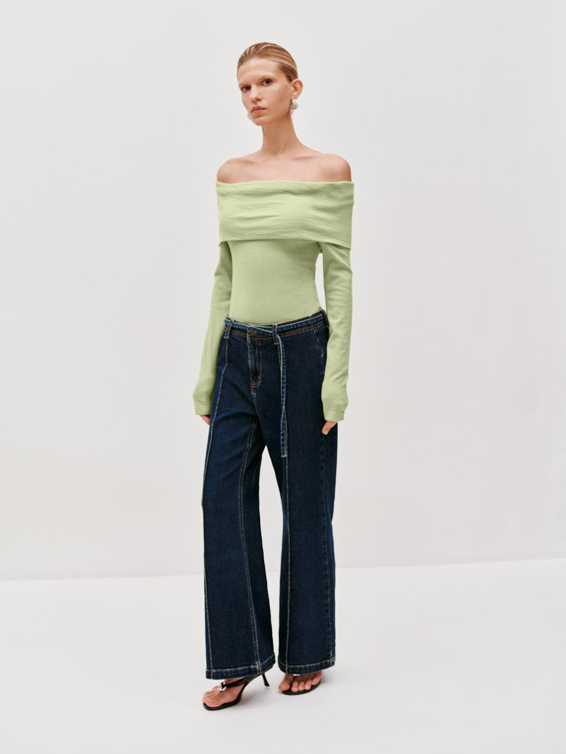Seamed Wide Leg Jeans