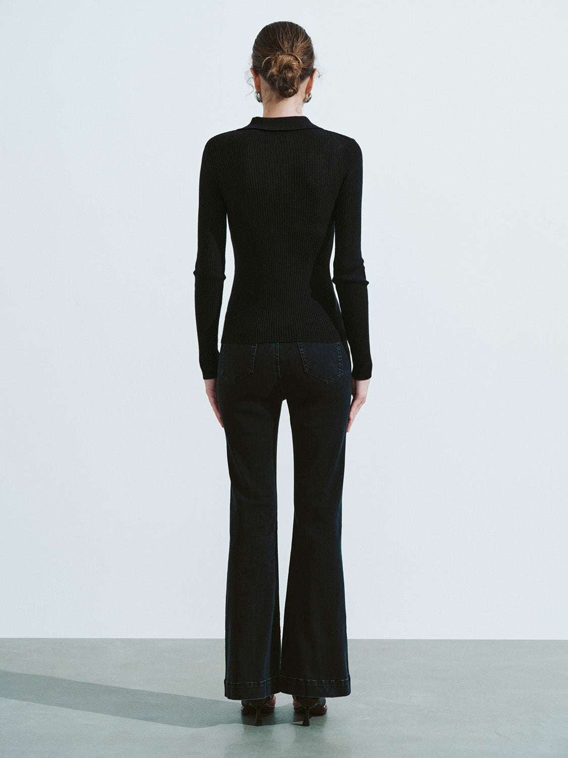 Button Half Placket Knitted Skinny T-Shirt