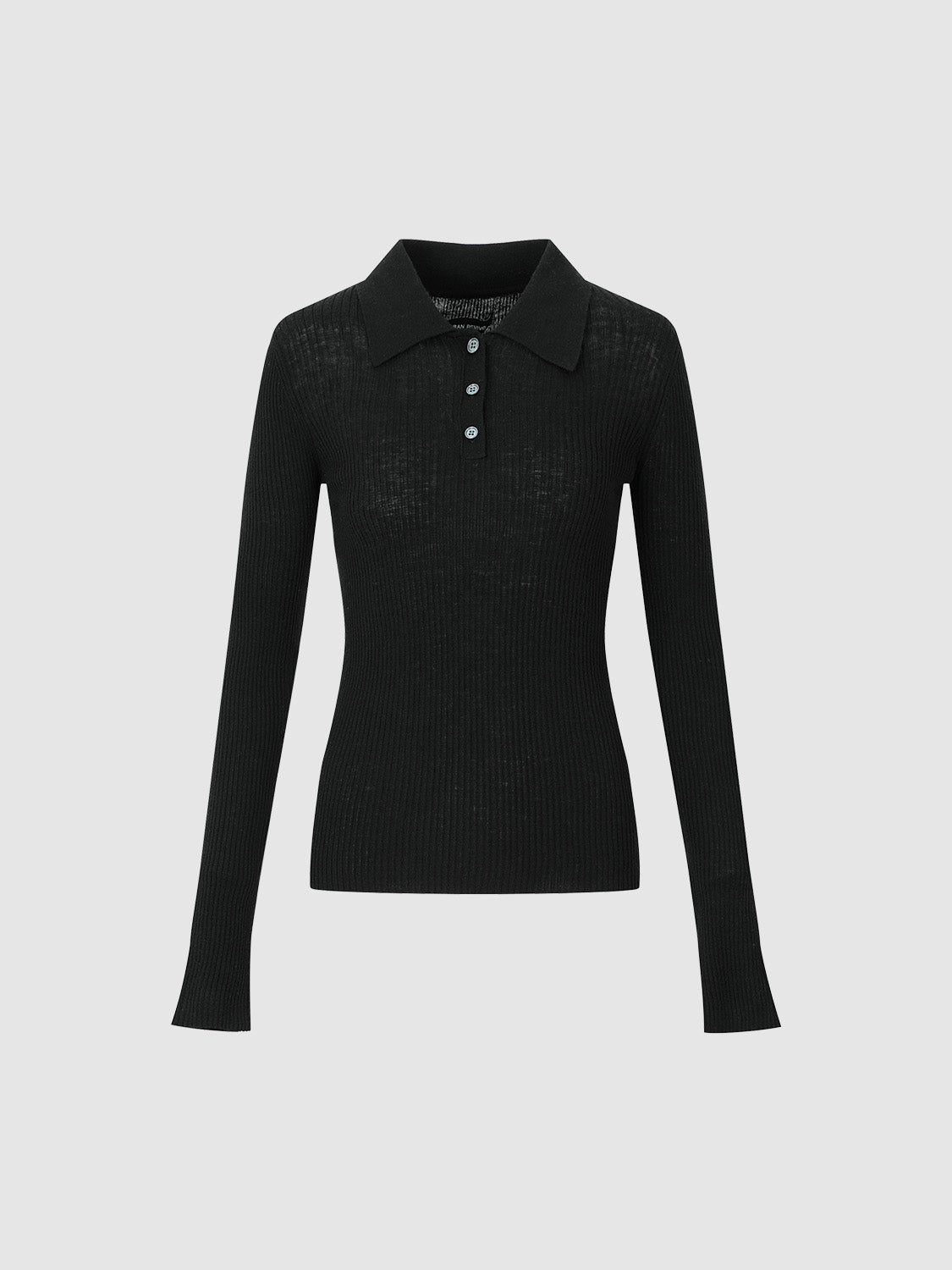 Button Half Placket Knitted Skinny T-Shirt