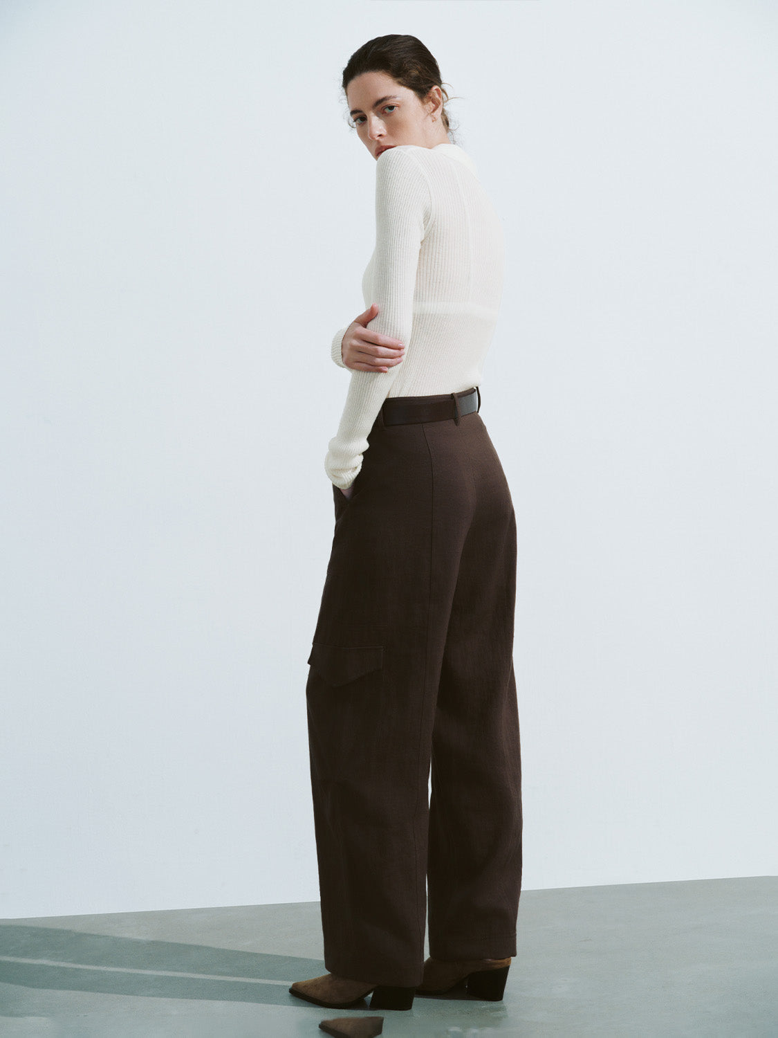 Button Half Placket Knitted Skinny T-Shirt