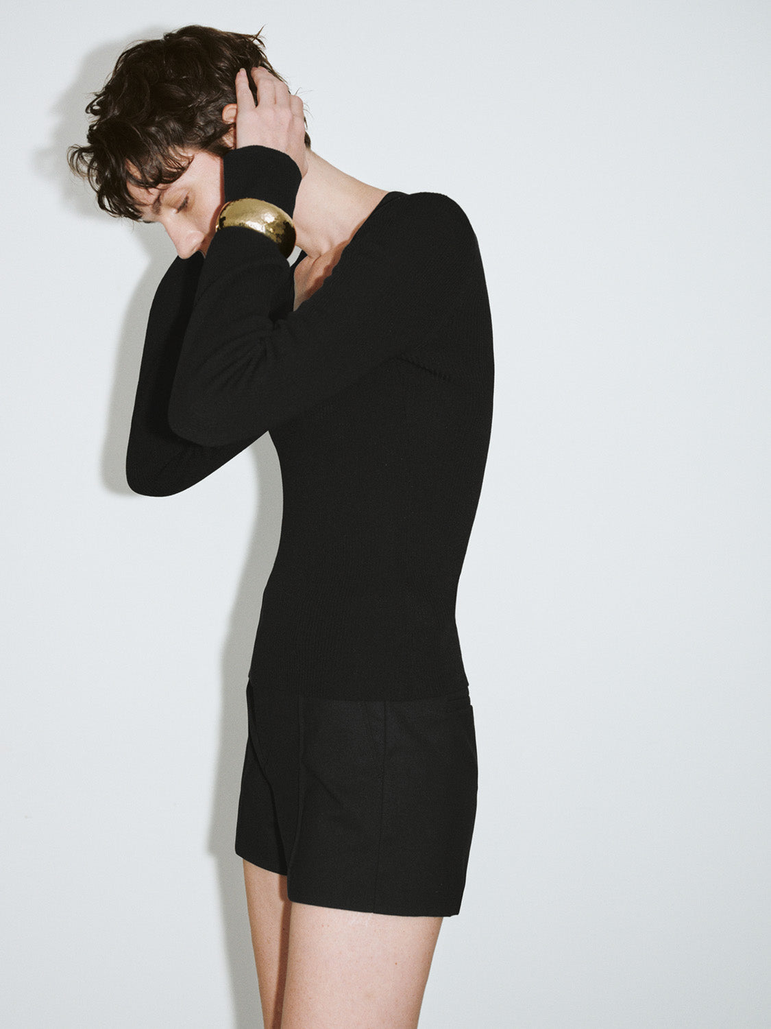 U Neck Skinny Knitted T-Shirt