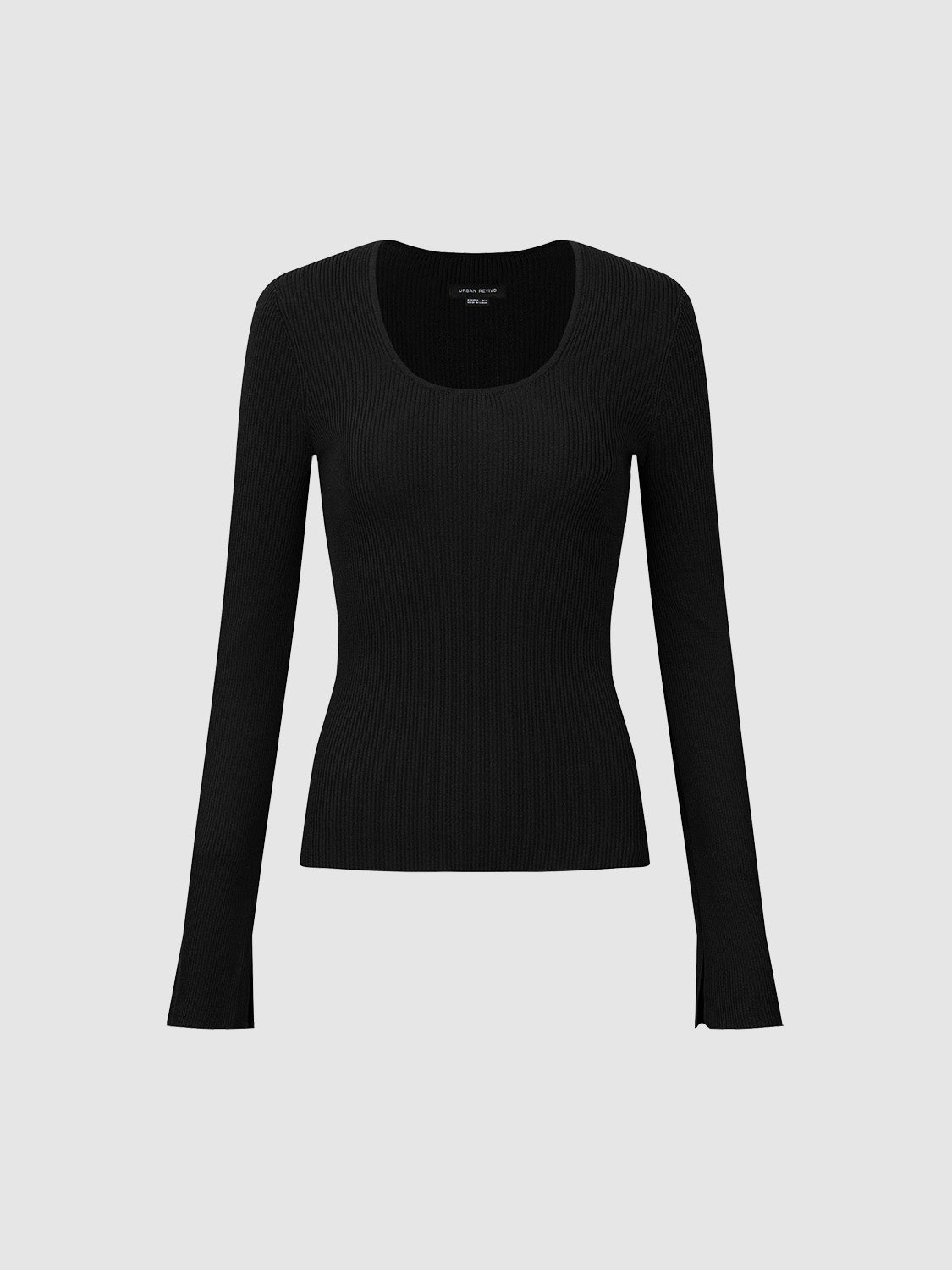 U Neck Skinny Knitted T-Shirt