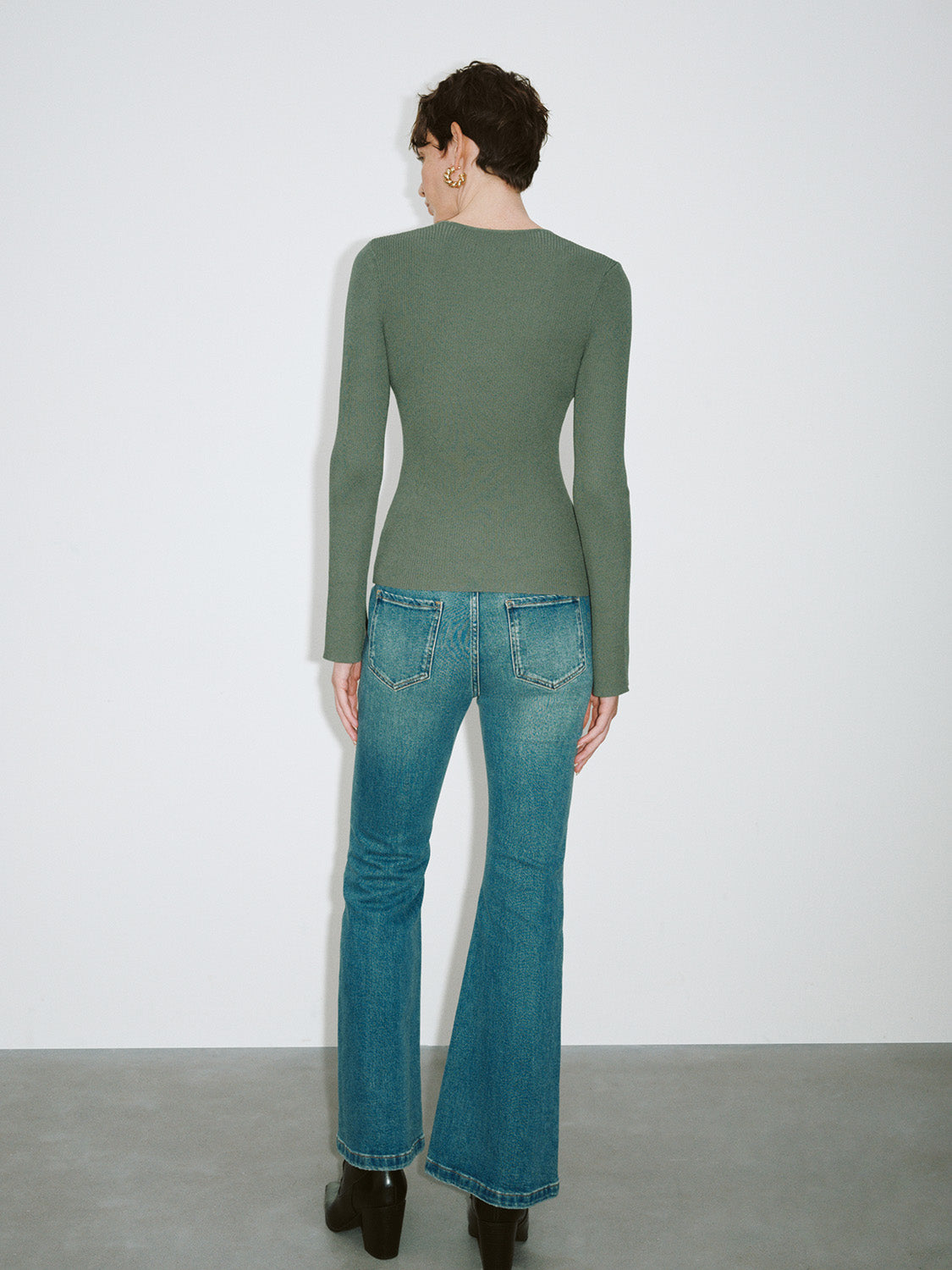 U Neck Skinny Knitted T-Shirt