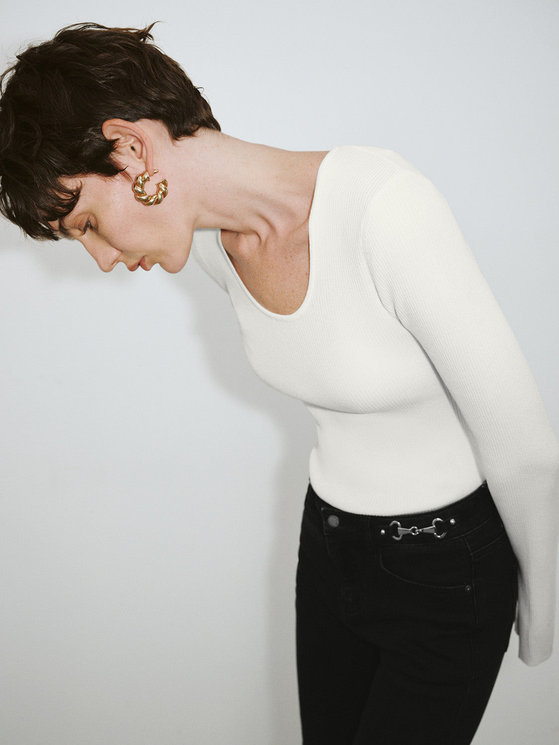U Neck Skinny Knitted T-Shirt