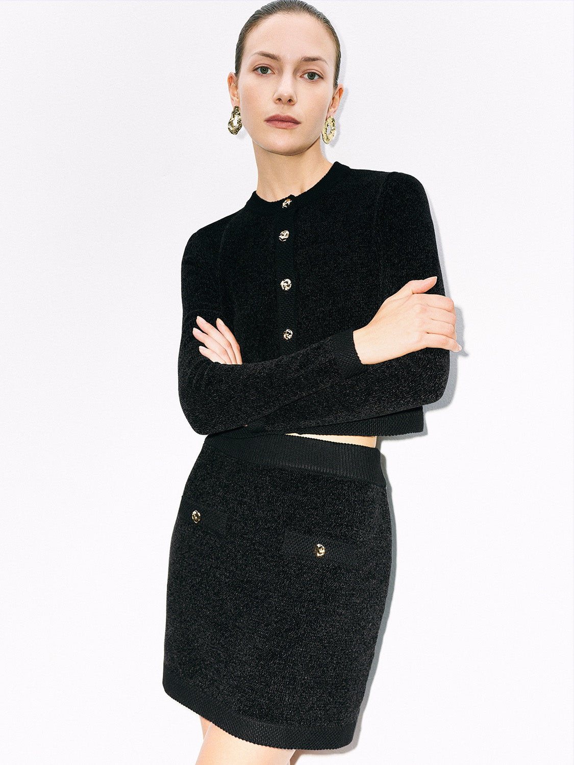 Crew Neck Knitted Cardigan