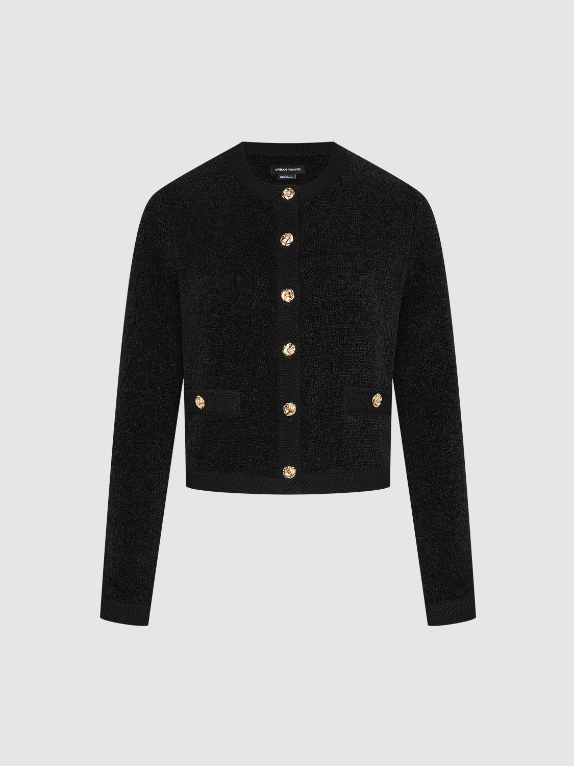 Crew Neck Knitted Cardigan