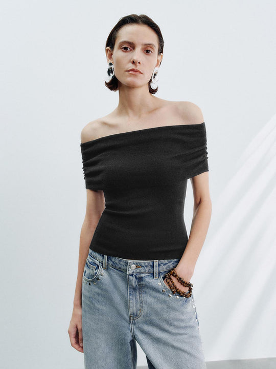 Off Shoulder Knitted T-Shirts