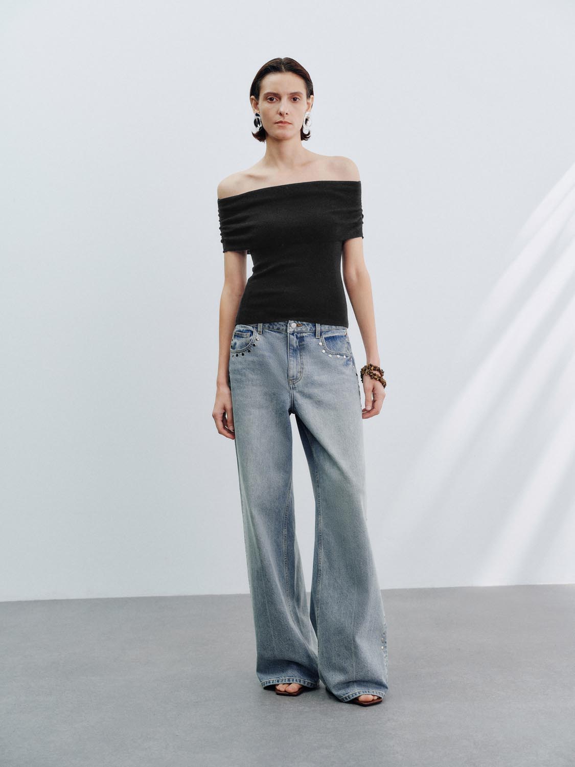 Off Shoulder Knitted T-Shirts