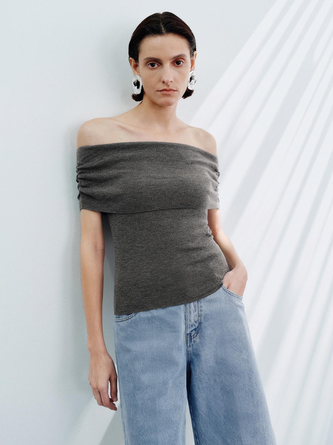 Off Shoulder Knitted T-Shirts