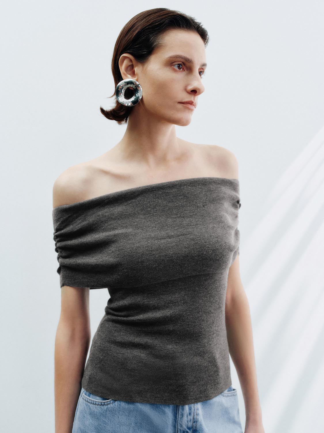 Off Shoulder Knitted T-Shirts