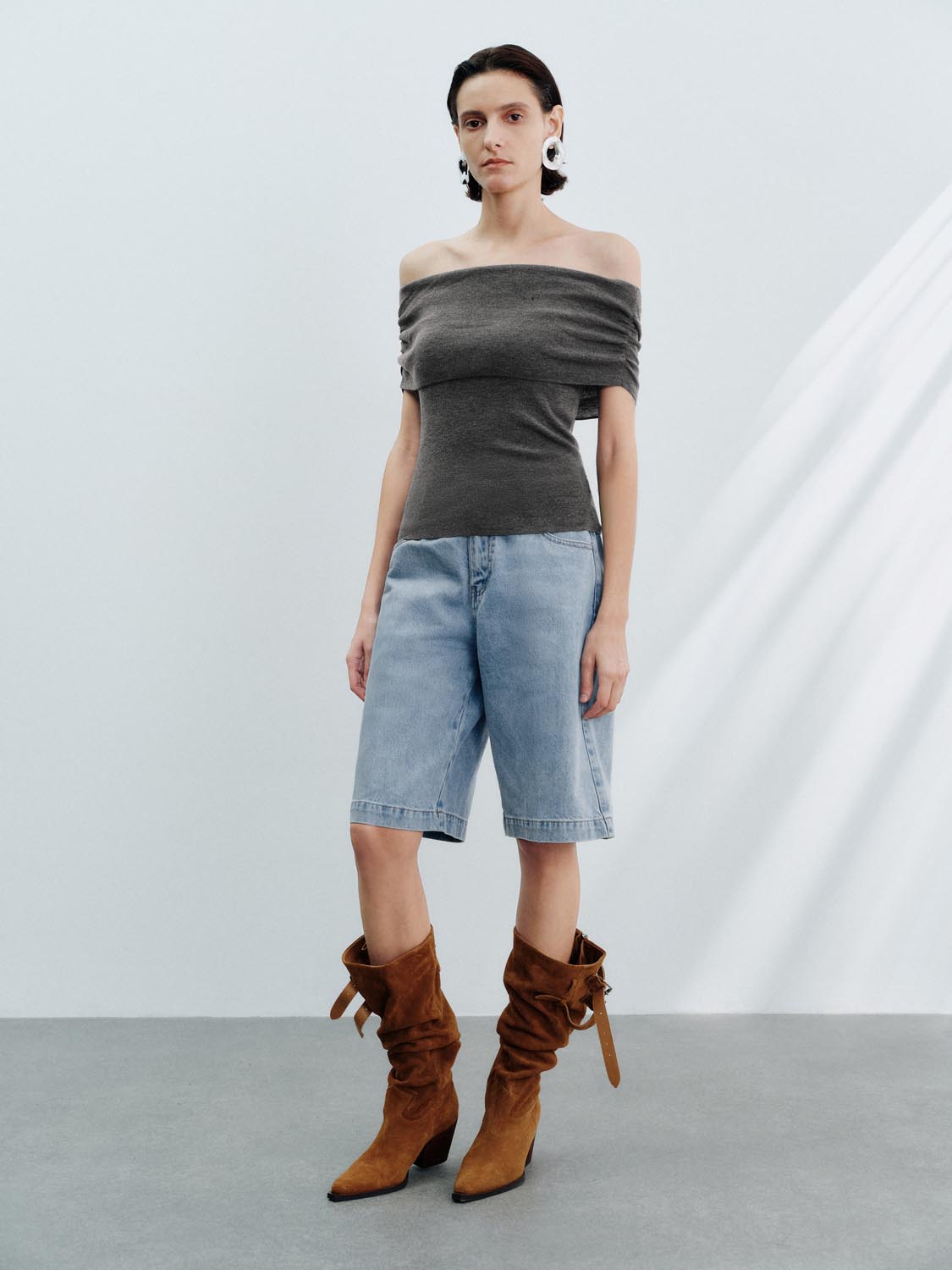 Off Shoulder Knitted T-Shirts