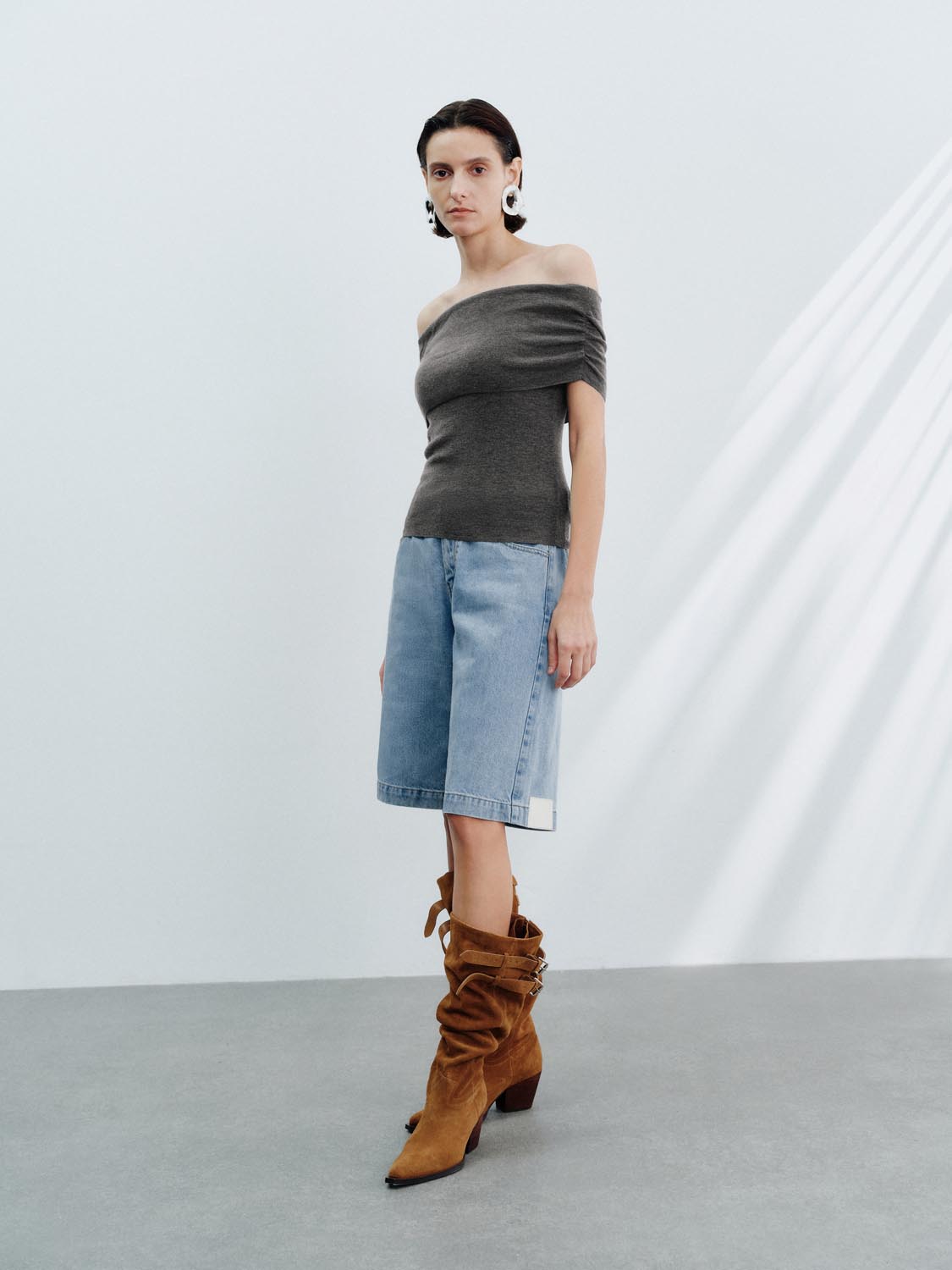 Off Shoulder Knitted T-Shirts
