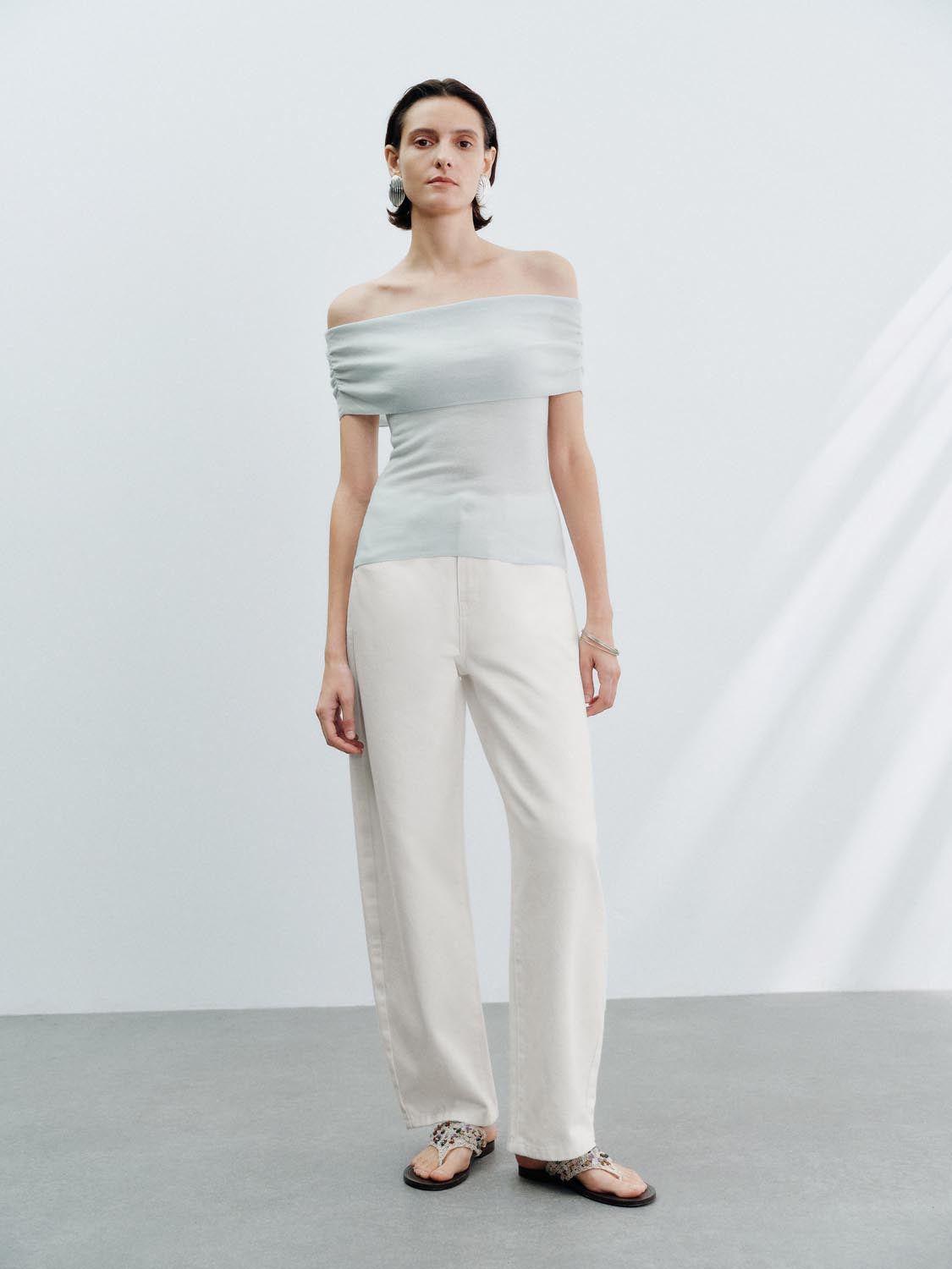 Off Shoulder Knitted T-Shirts