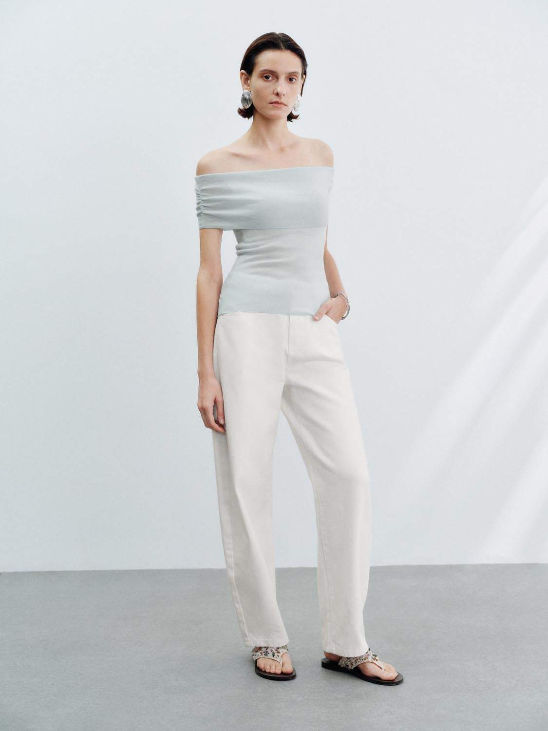 Off Shoulder Knitted T-Shirts