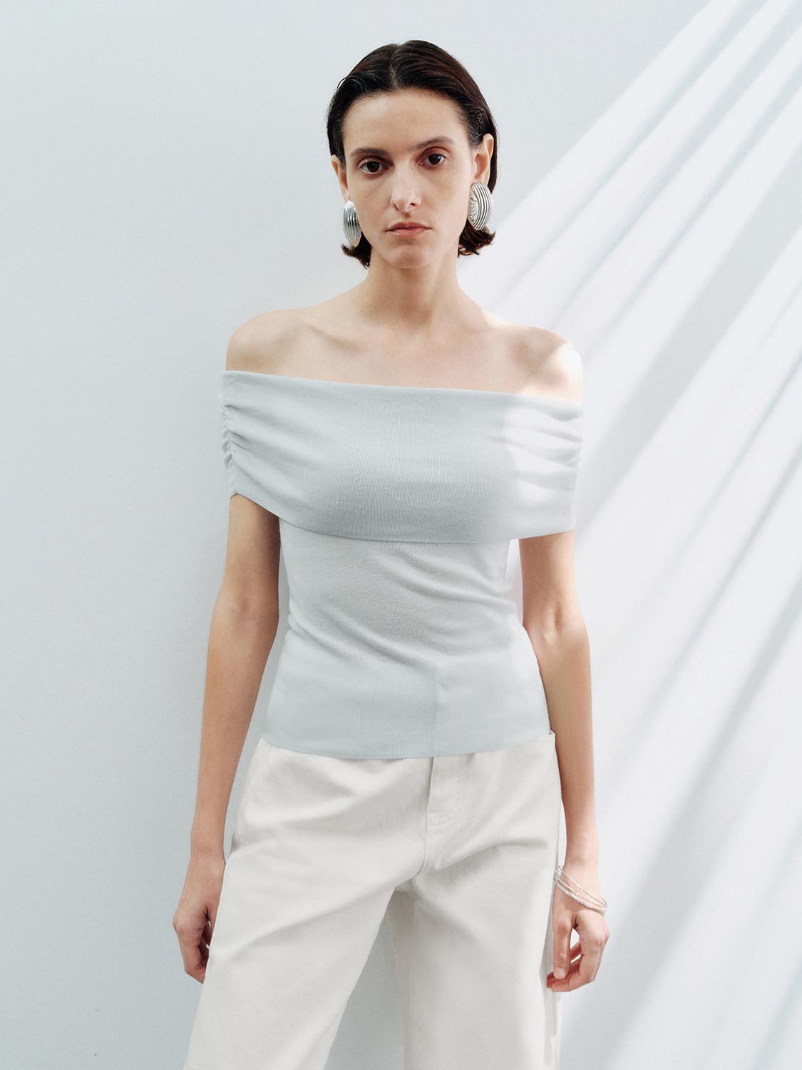 Off Shoulder Knitted T-Shirts