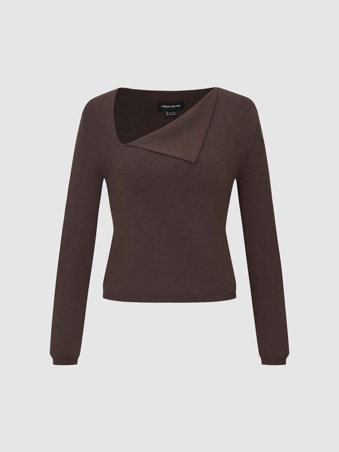 Asymmetric Neck Knitted T-Shirts