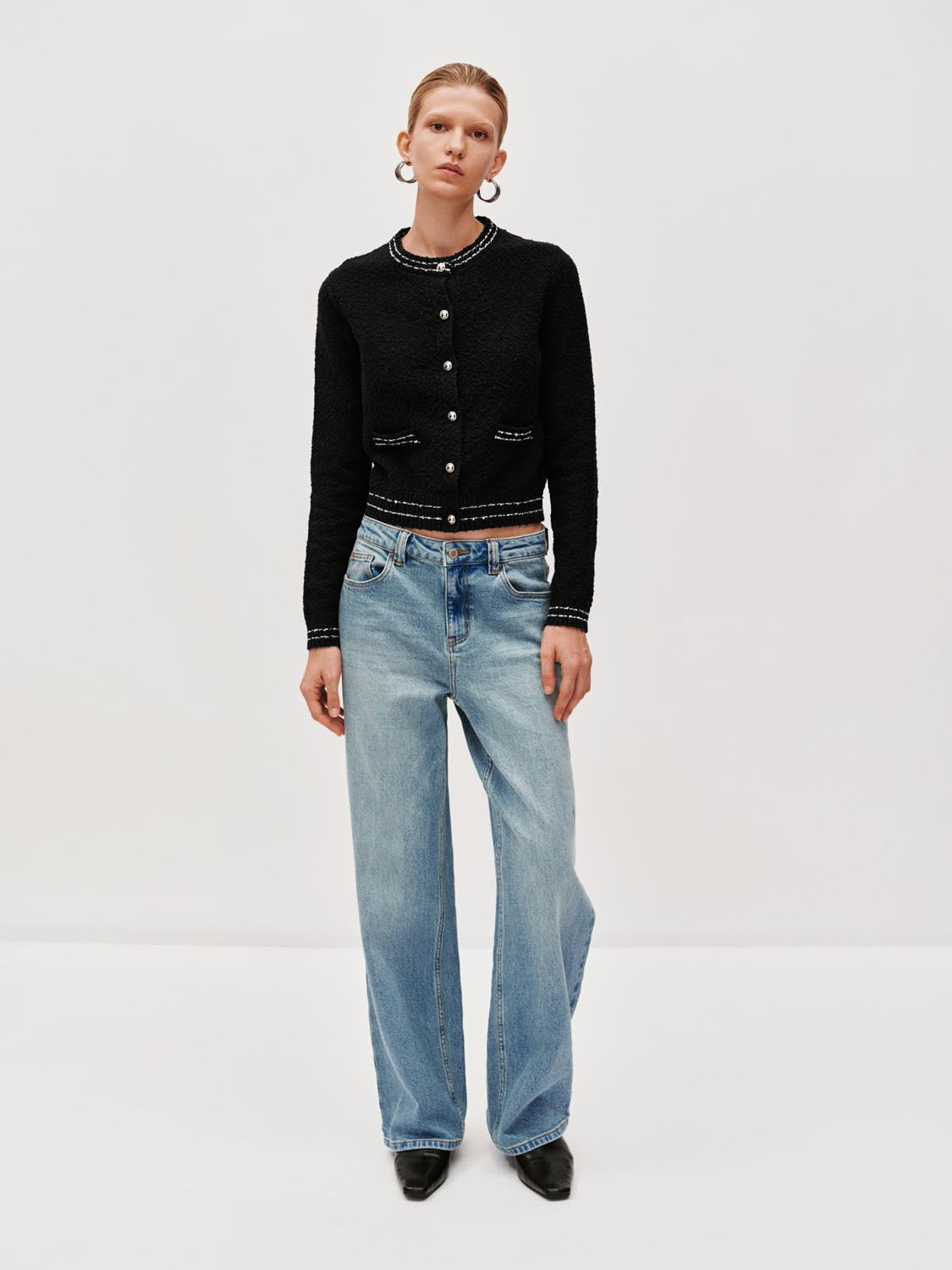 Button Up Crew Neck Knitted Cardigans