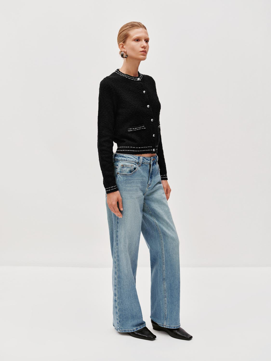 Button Up Crew Neck Knitted Cardigans