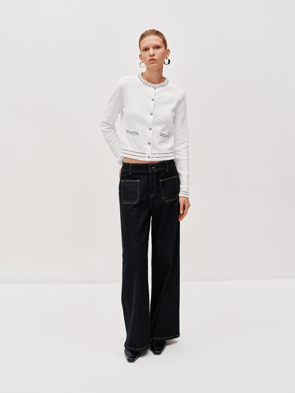 Button Up Crew Neck Knitted Cardigans