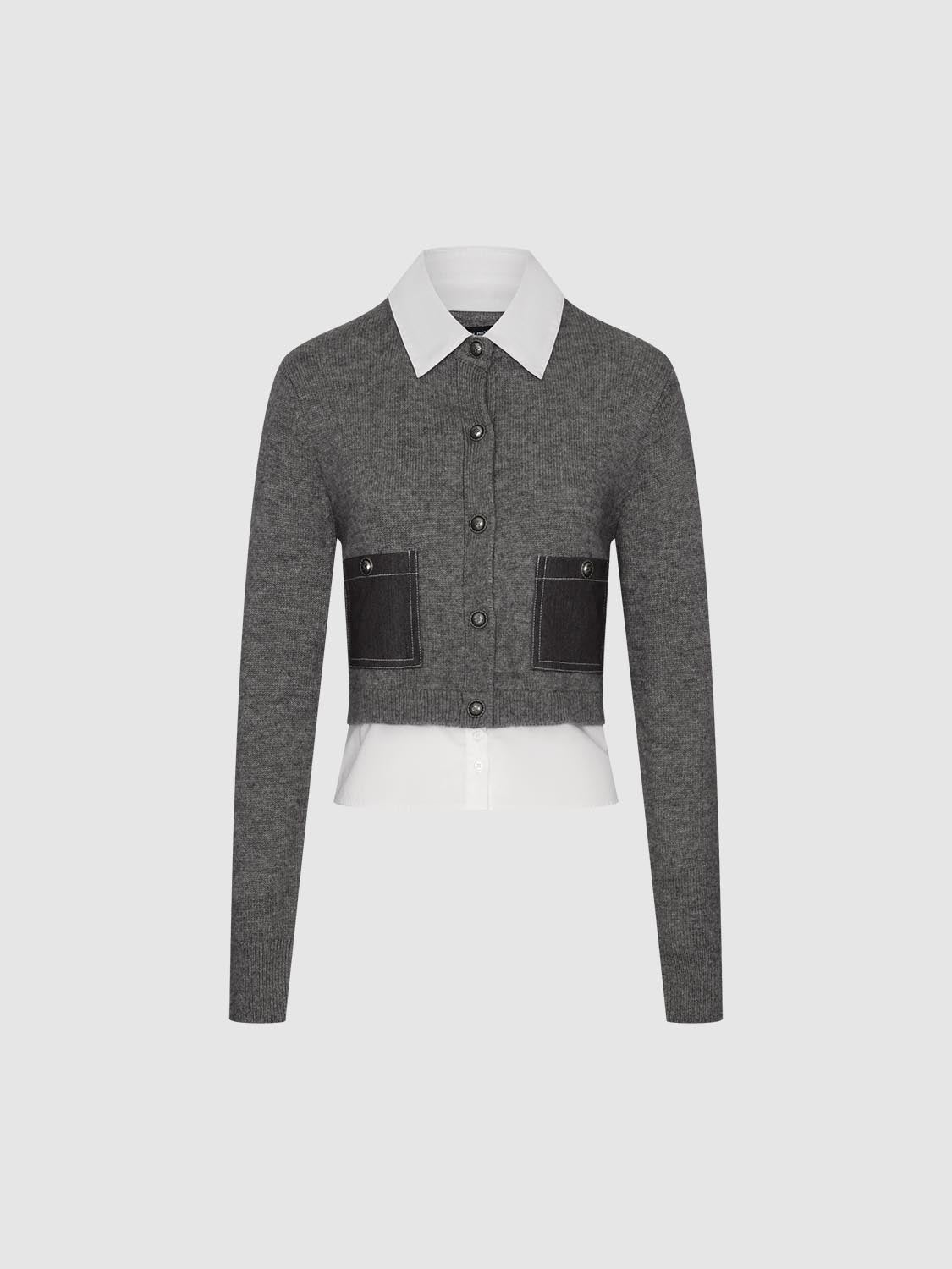 Collared 2 In 1 Knitted Cardigans