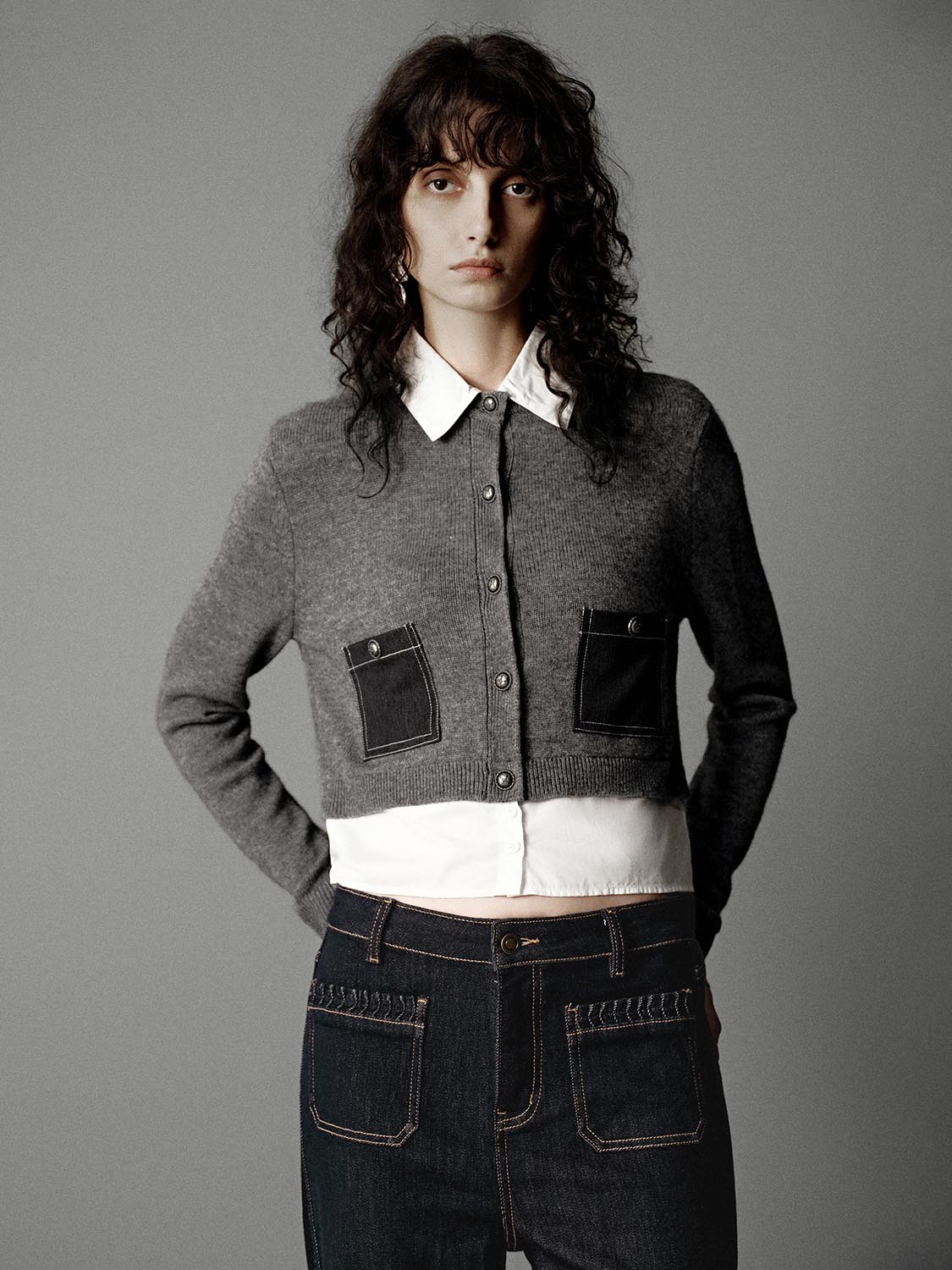 Collared 2 In 1 Knitted Cardigans