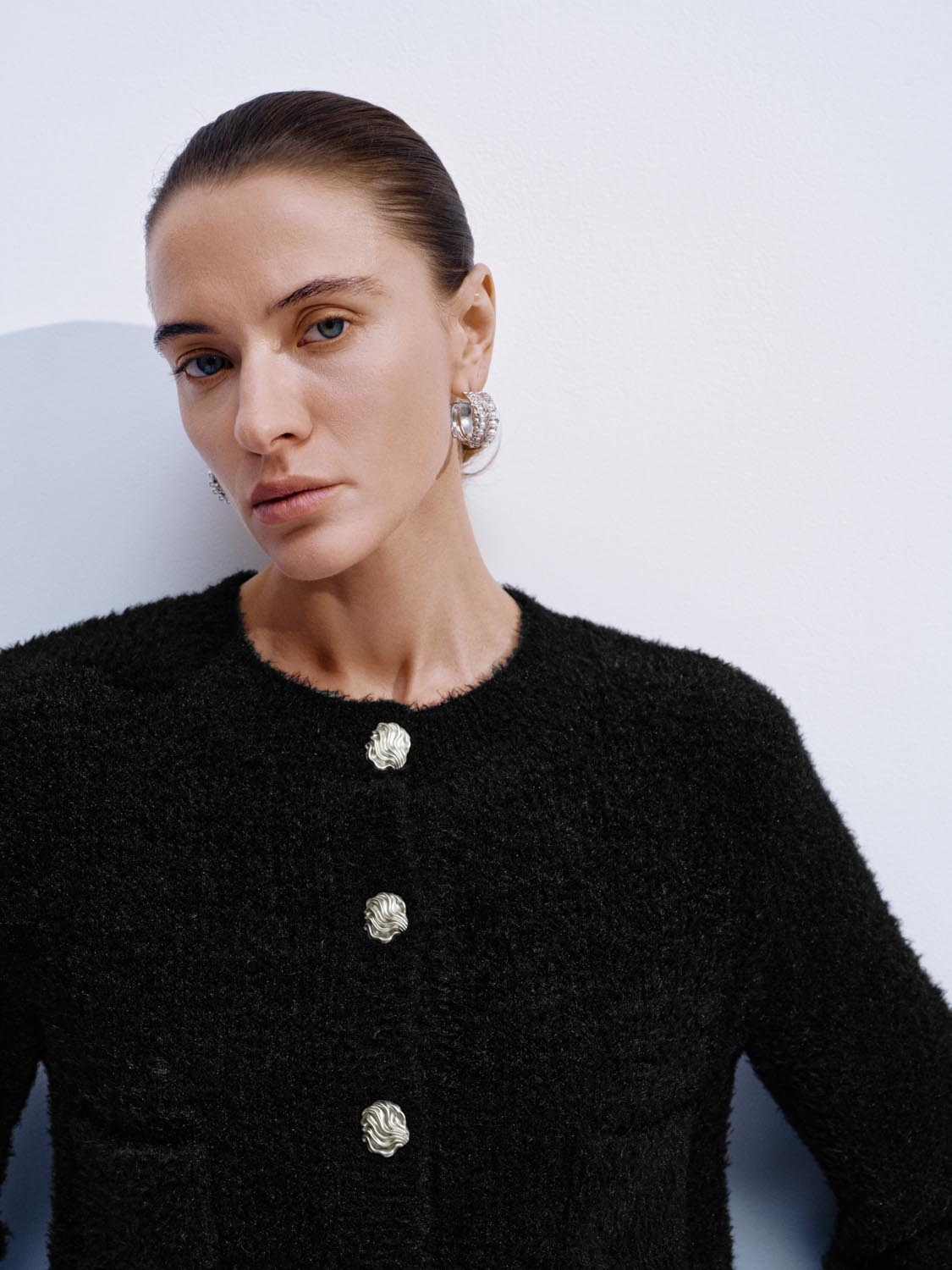 Fluffy Patch Pockets Knitted Cardigans