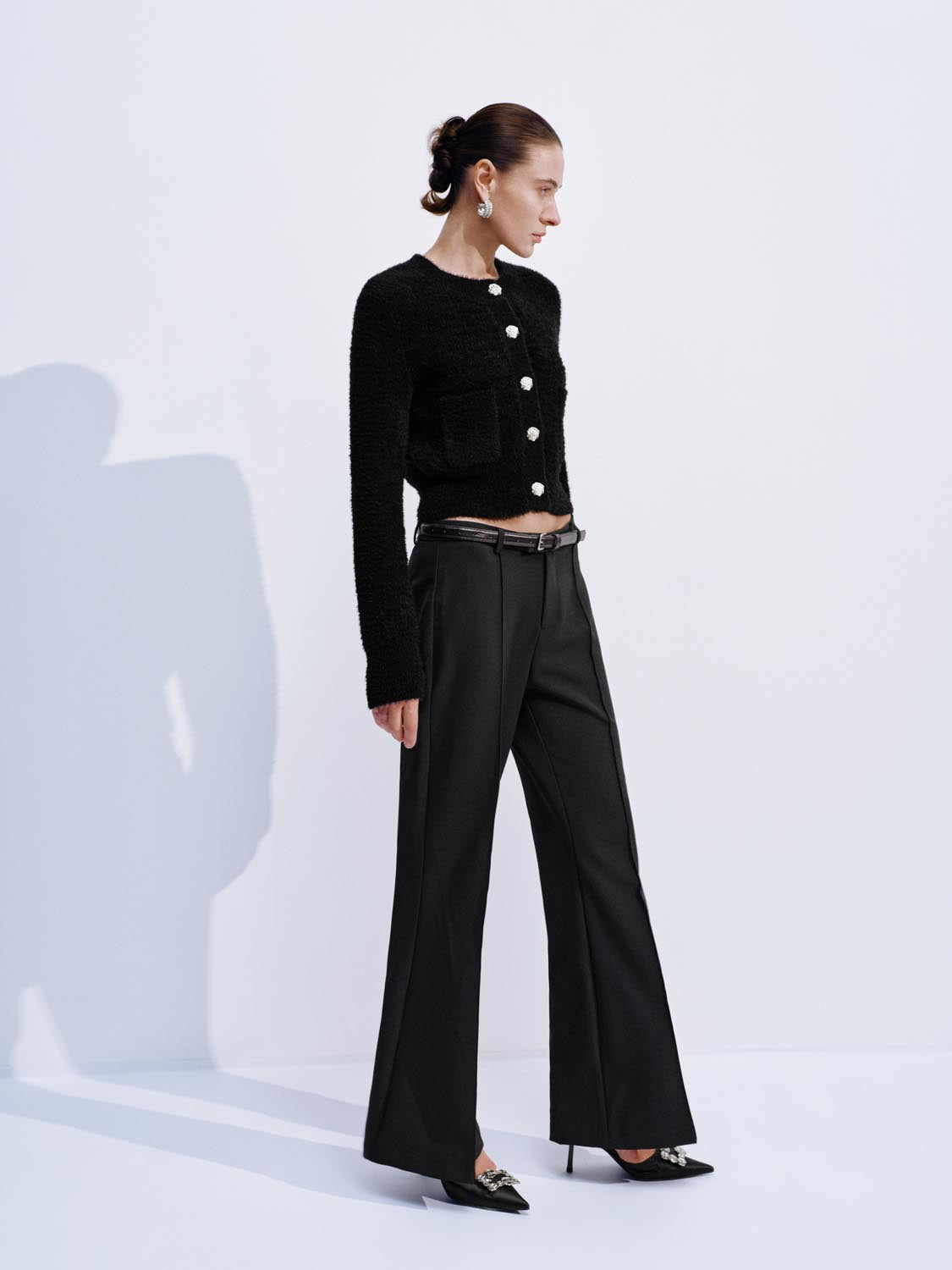 Fluffy Patch Pockets Knitted Cardigans