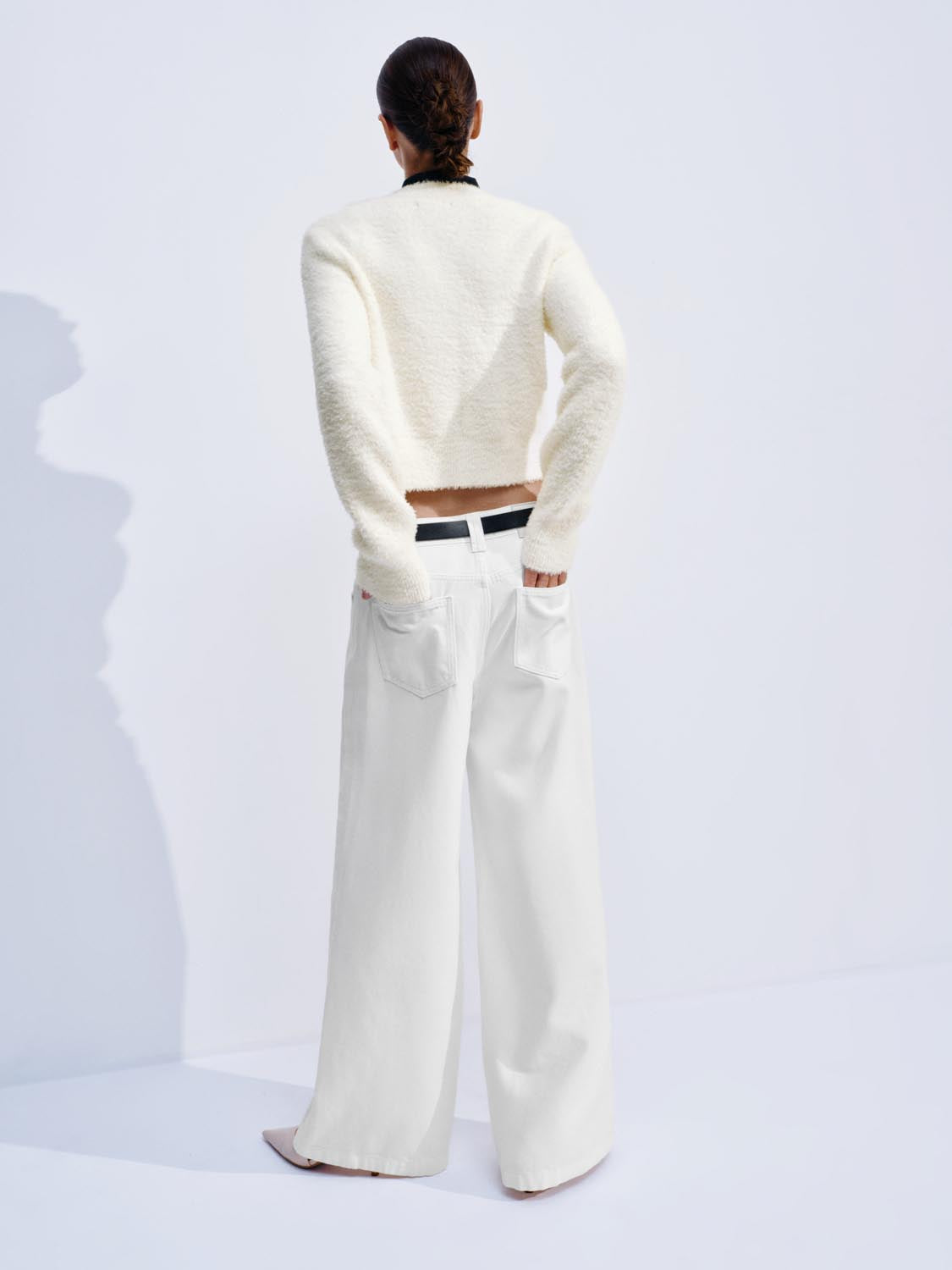 Fluffy Patch Pockets Knitted Cardigans