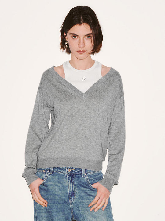 2 In 1 Long Sleeve Knitted T-Shirts