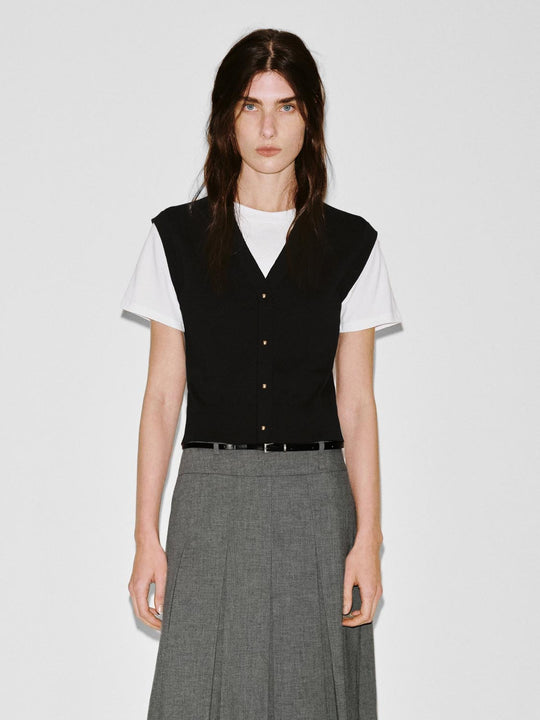 2 In 1 Contrast Knitted T-Shirts