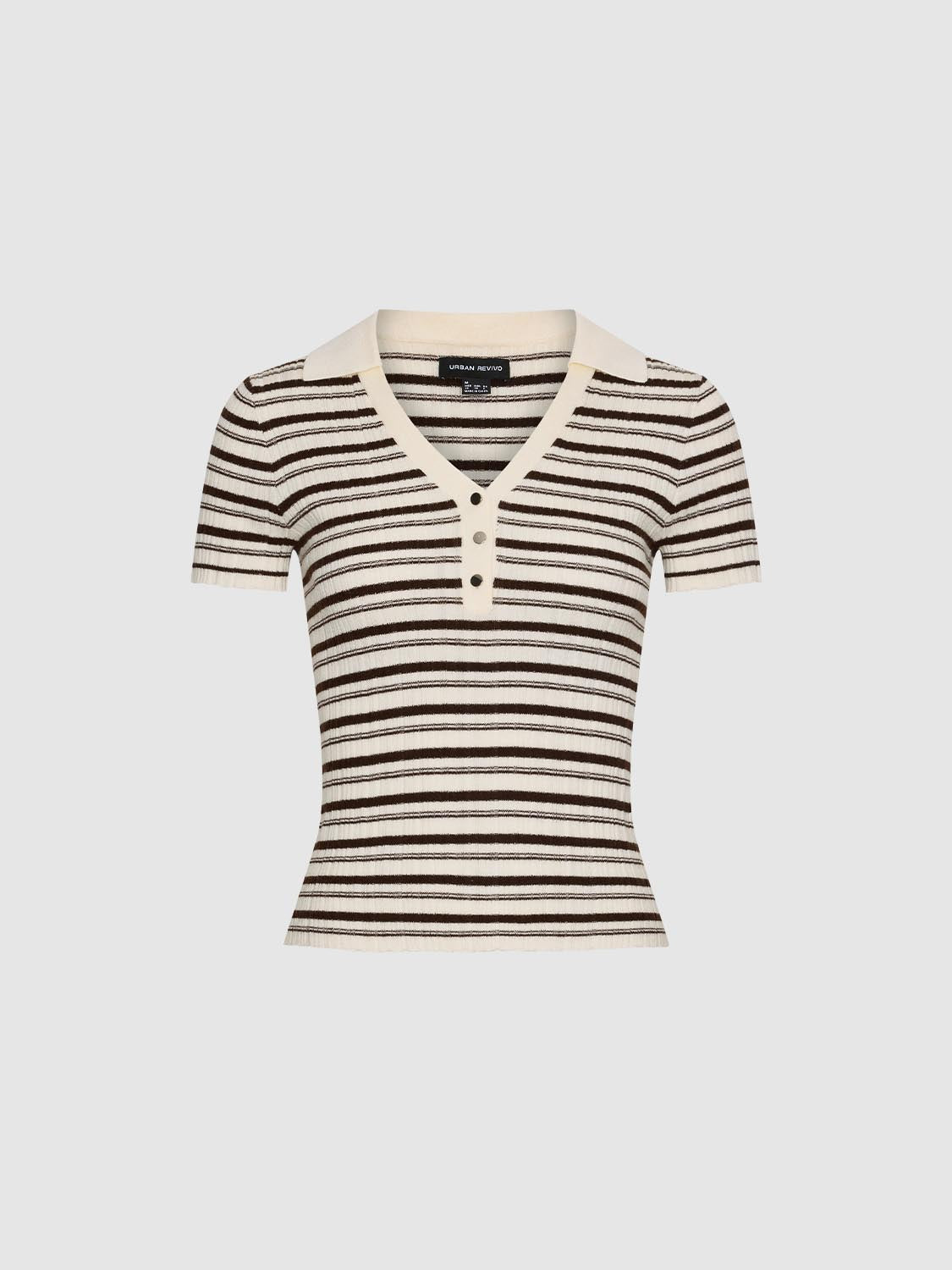 เสื้อยืดถักคอวีเฮนลีย์ลายทาง