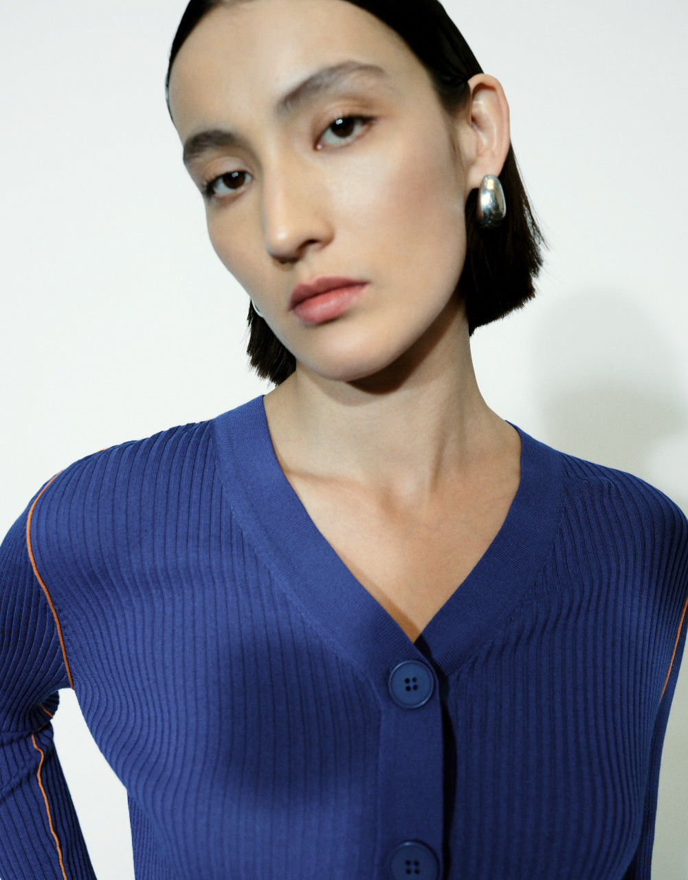 Button Up V-Neck Knitted Cardigan