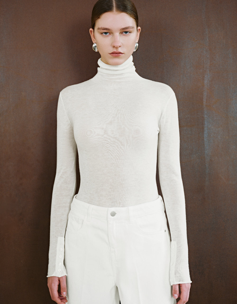Turtle Neck Skinny Knitted T-Shirt